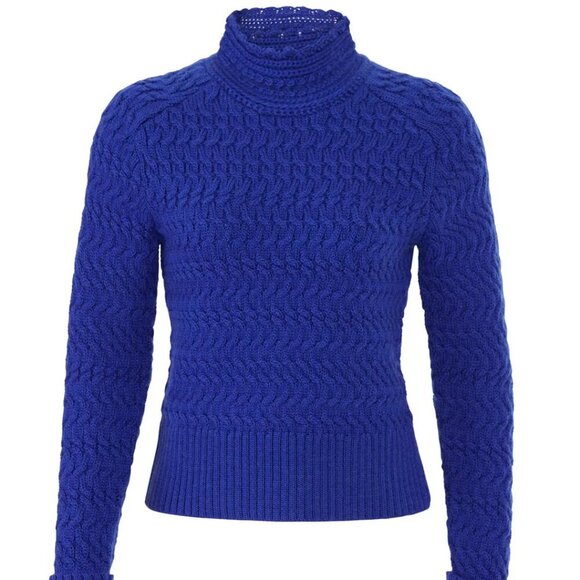 Dreyden Sweater - Women's Small Blue - Turtleneck Knit Merino Wool - Picture 14 of 14